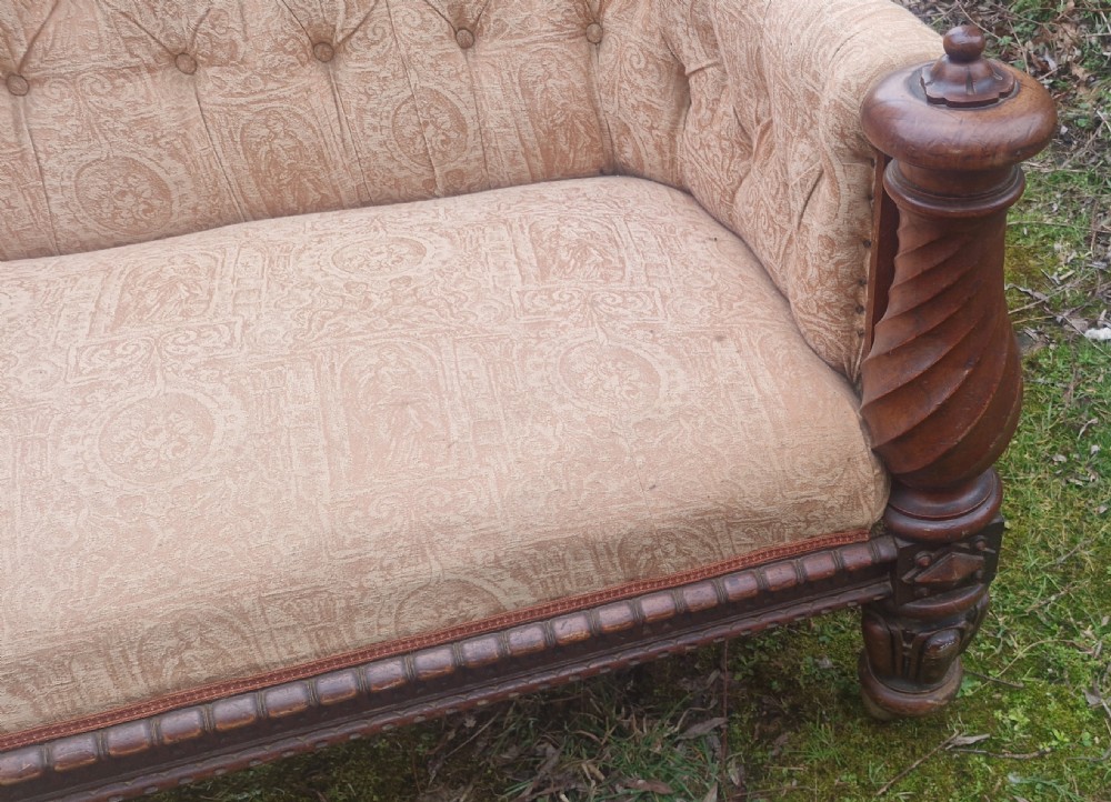 Mid 19th century mahogany framed country house sofa. View II