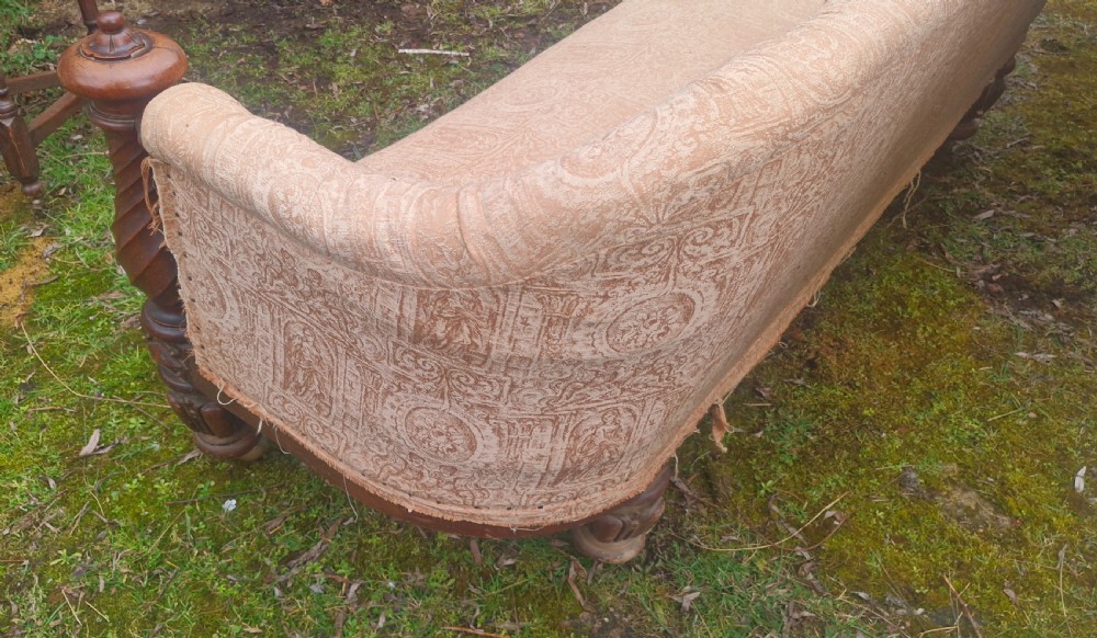 Mid 19th century mahogany framed country house sofa. View V