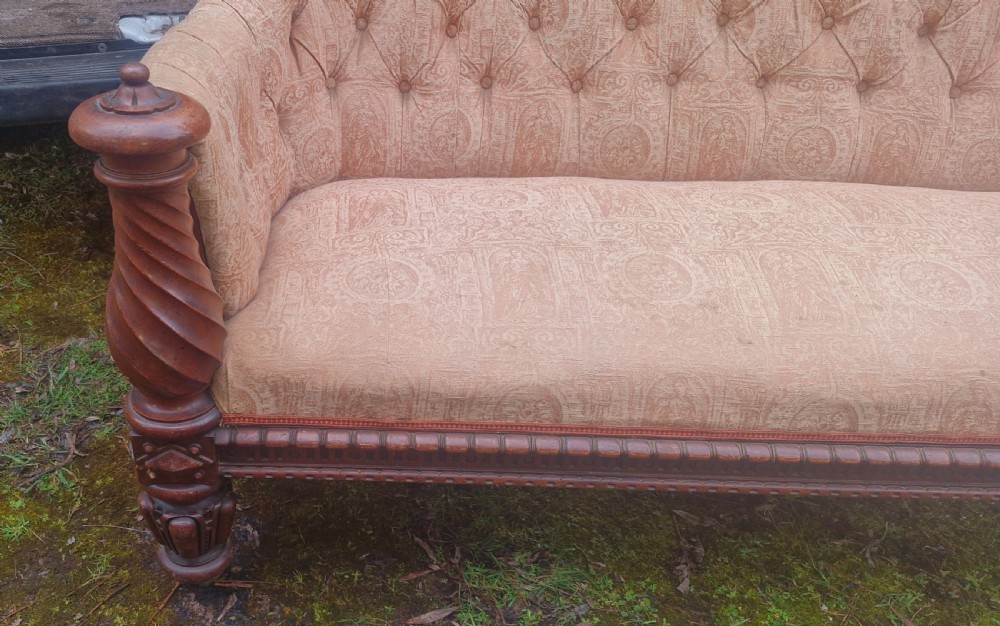 Mid 19th century mahogany framed country house sofa. View VIII