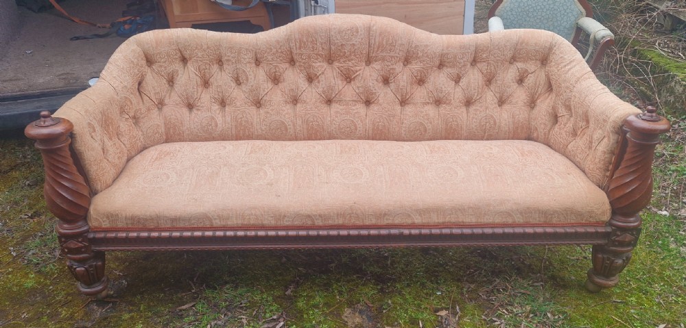 Mid 19th century mahogany framed country house sofa. View IX