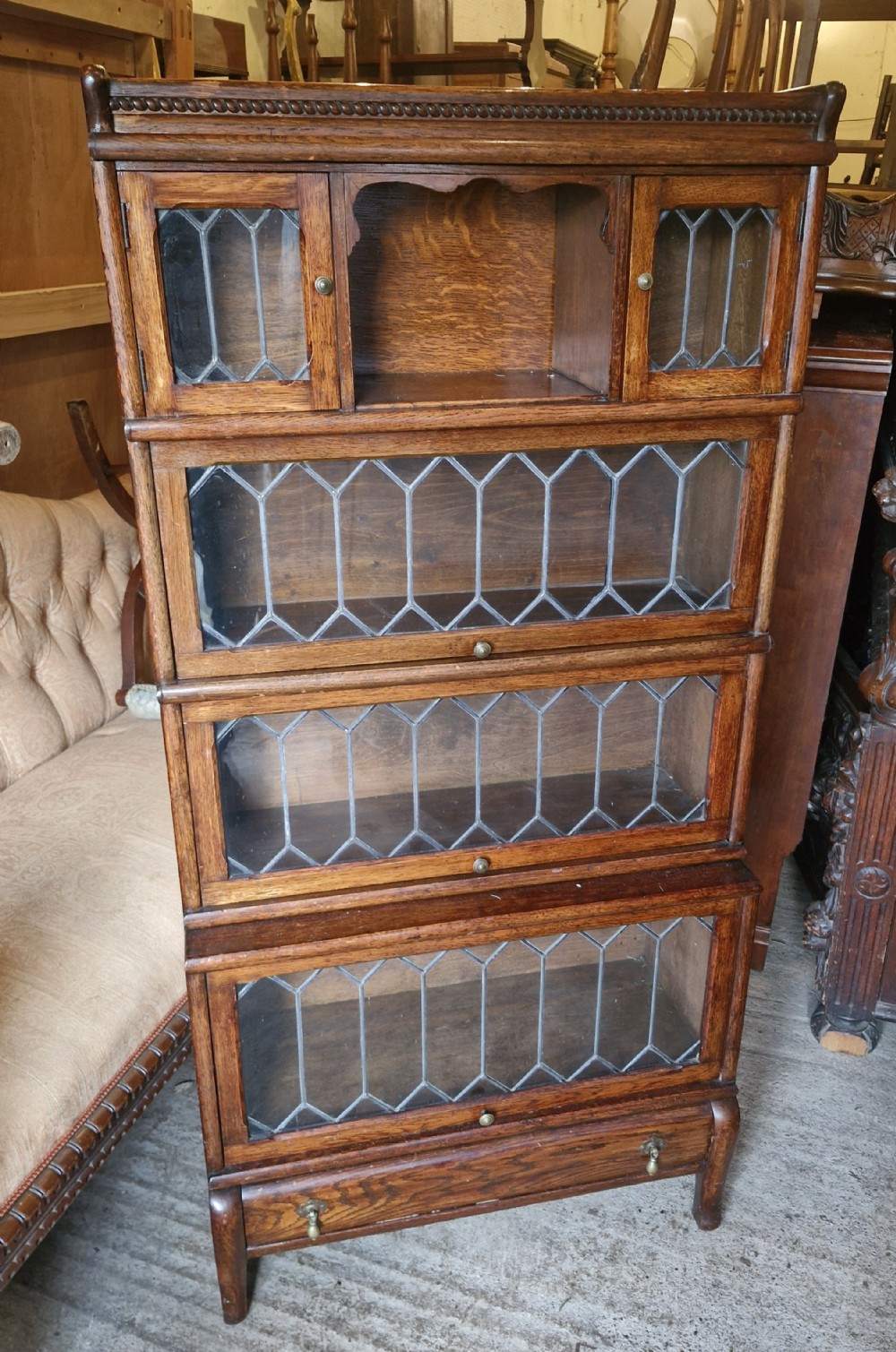 Oak Globe Wernicke style bookcase cabinet. 