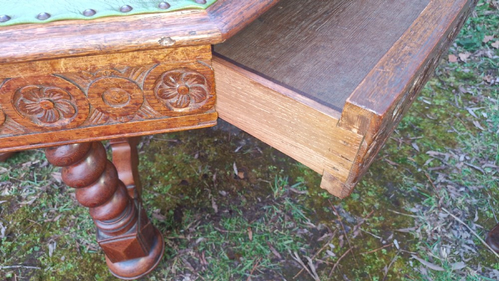 Victorian Gothic oak centre library table. View VIII