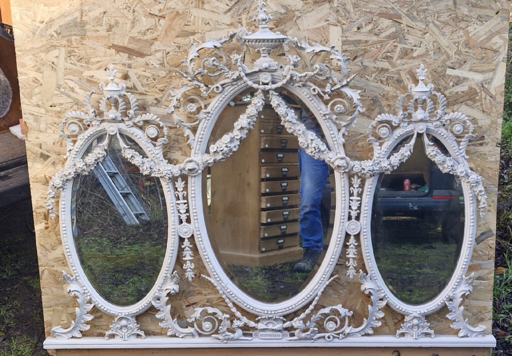 Edwardian painted overmantel mirror. 