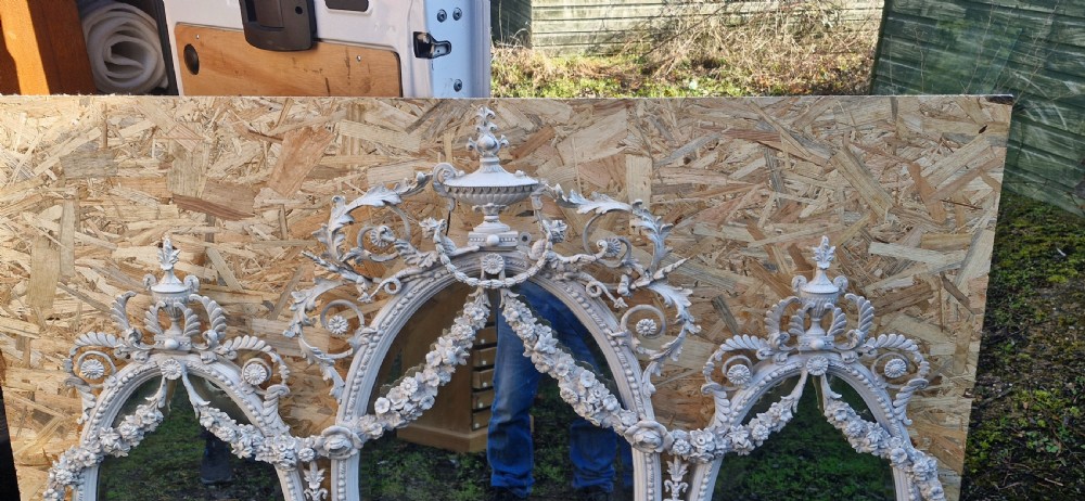 Edwardian painted overmantel mirror.  View II