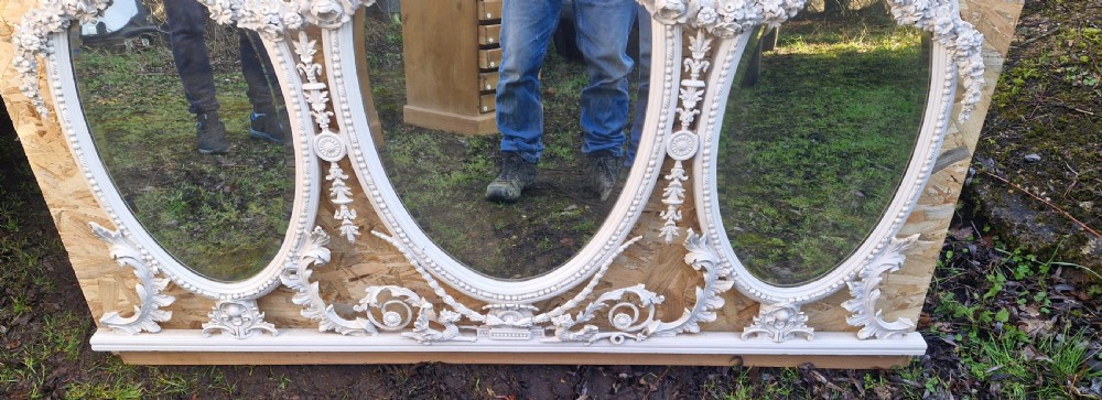 Edwardian painted overmantel mirror.  View III
