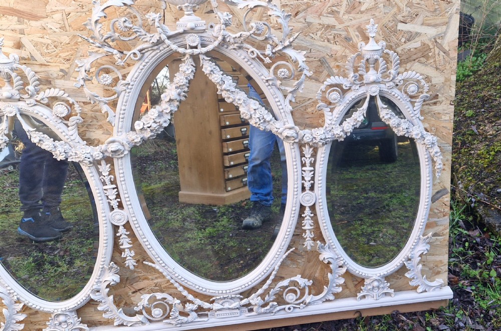 Edwardian painted overmantel mirror.  View IV