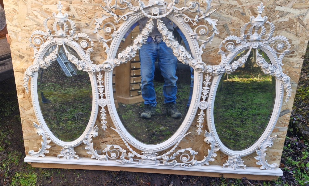Edwardian painted overmantel mirror.  View V