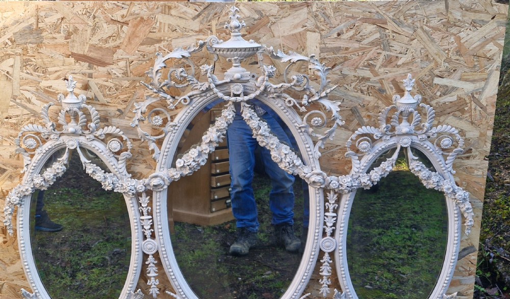 Edwardian painted overmantel mirror.  View VI