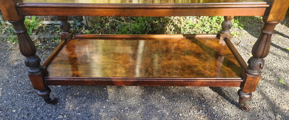 Useful burr walnut 2 tier side table.  View IV