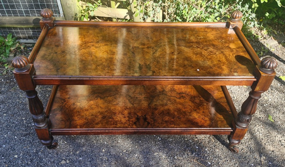 Useful burr walnut 2 tier side table.  View V