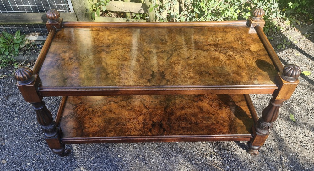 Useful burr walnut 2 tier side table.  View VI