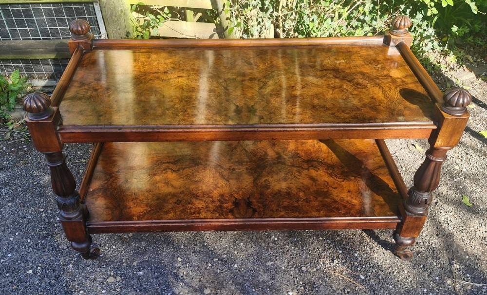 Useful burr walnut 2 tier side table.  View VIII