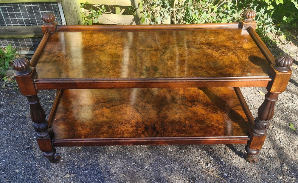 Useful burr walnut 2 tier side table.  View X