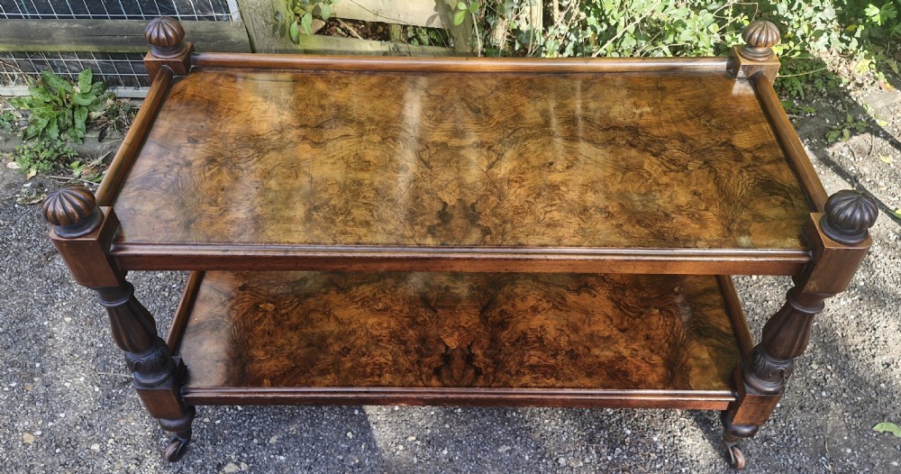 Useful burr walnut 2 tier side table.  View XI