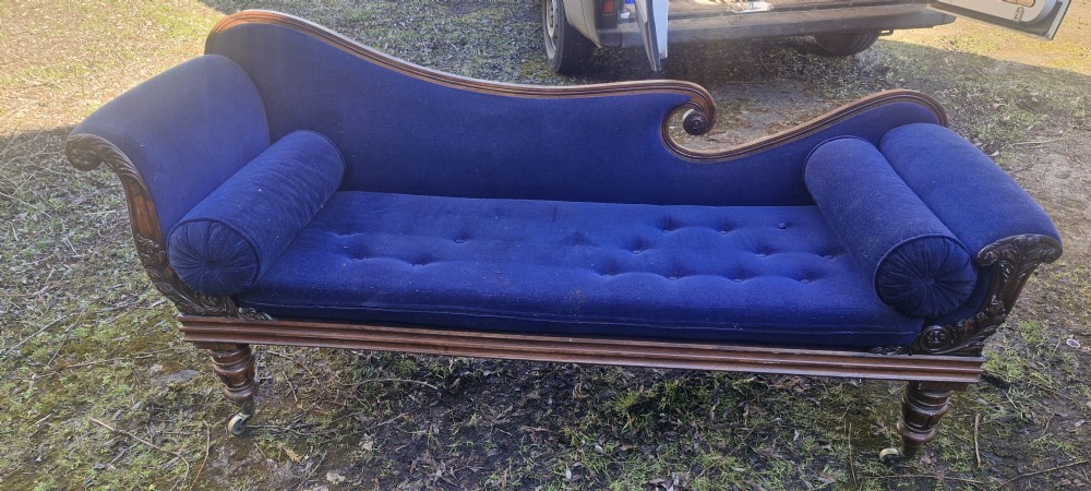 Regency rosewood chaise longue.  View XII