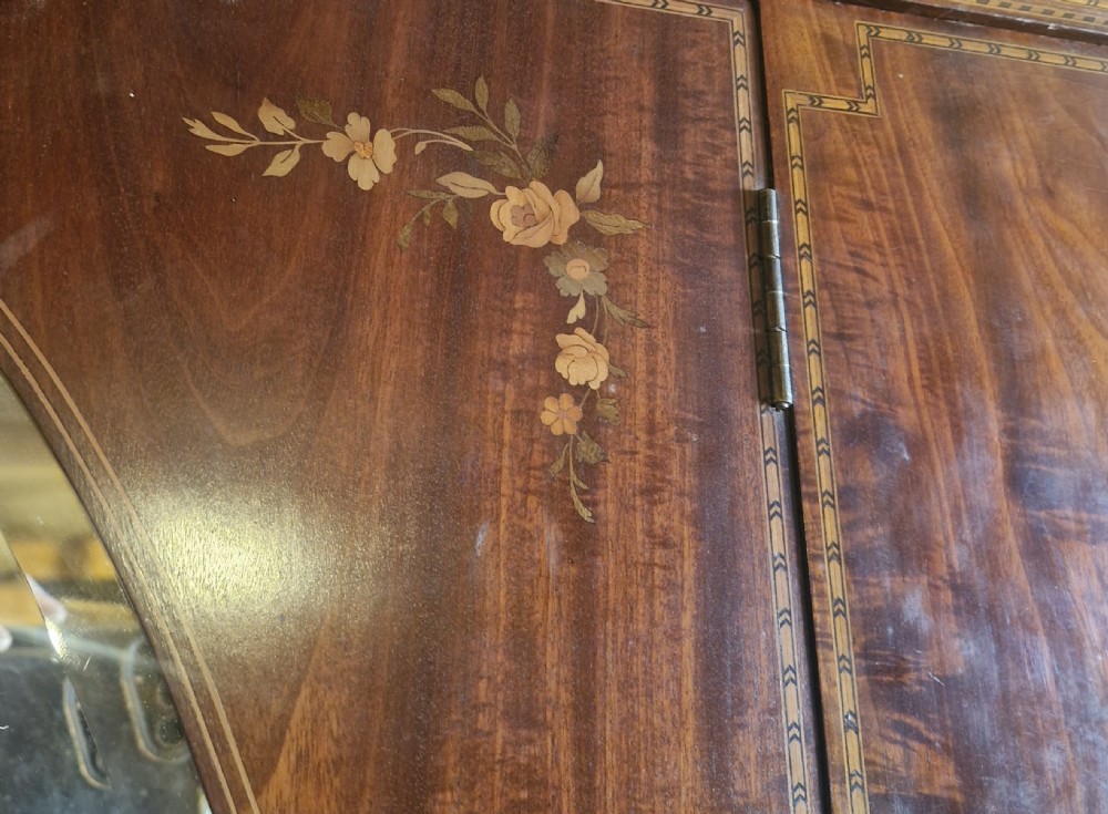Edwardian inlaid mahogany single wardrobe by Heals Ltd London.  View XI