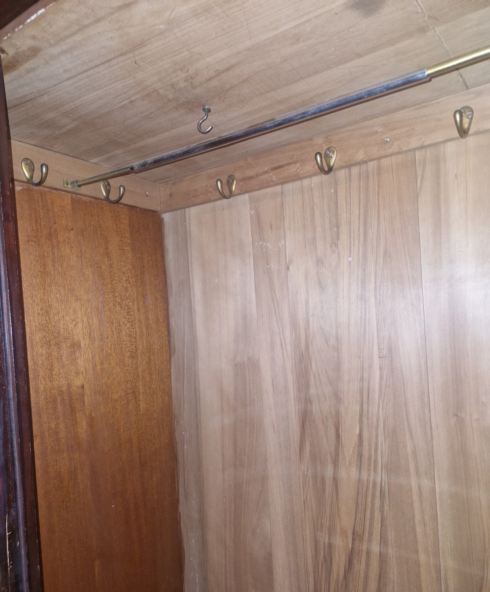 Edwardian inlaid mahogany single wardrobe by Heals Ltd London.  View XIV