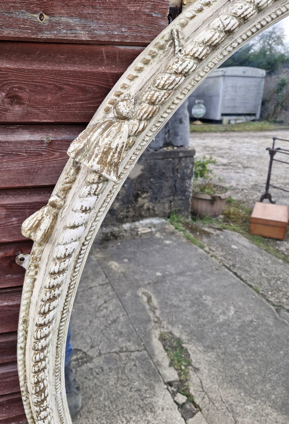 Large Late 19th century oval wall mirror.  View IX