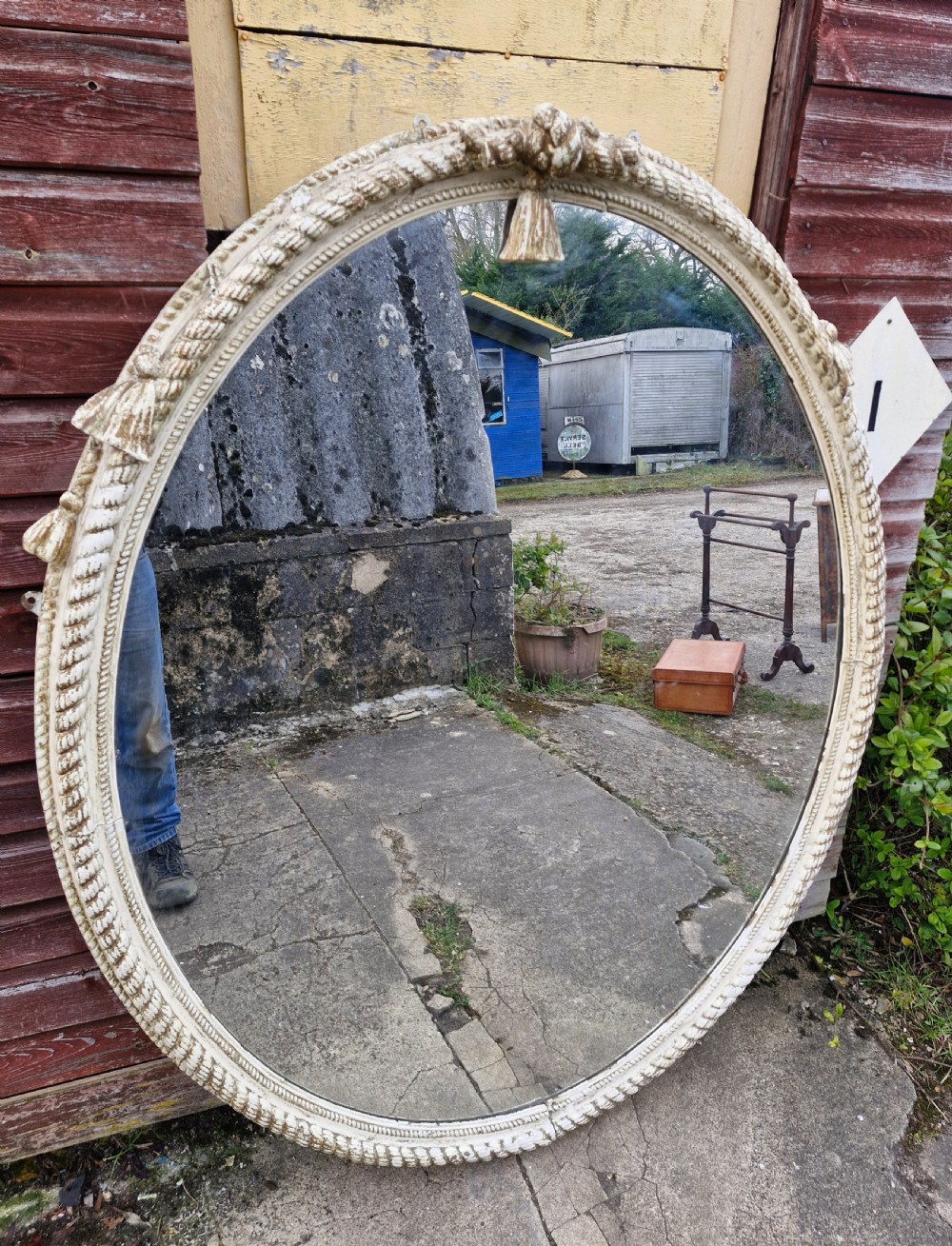Large Late 19th century oval wall mirror.  View XI