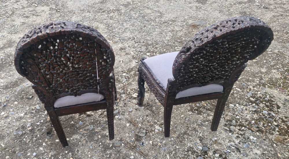 Pair of carved Burmese side chairs  View VI