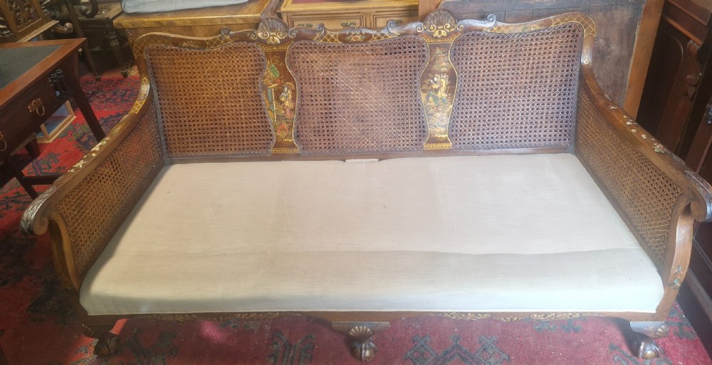 Walnut and lacquered bergere sofa View II