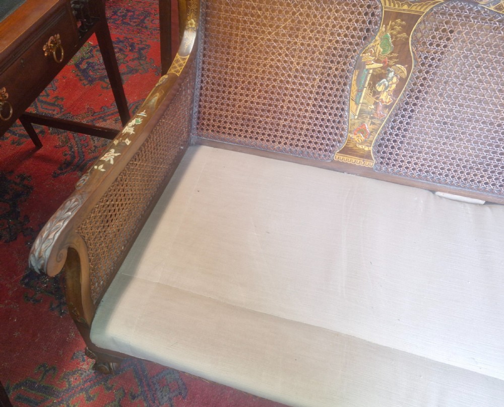 Walnut and lacquered bergere sofa View X