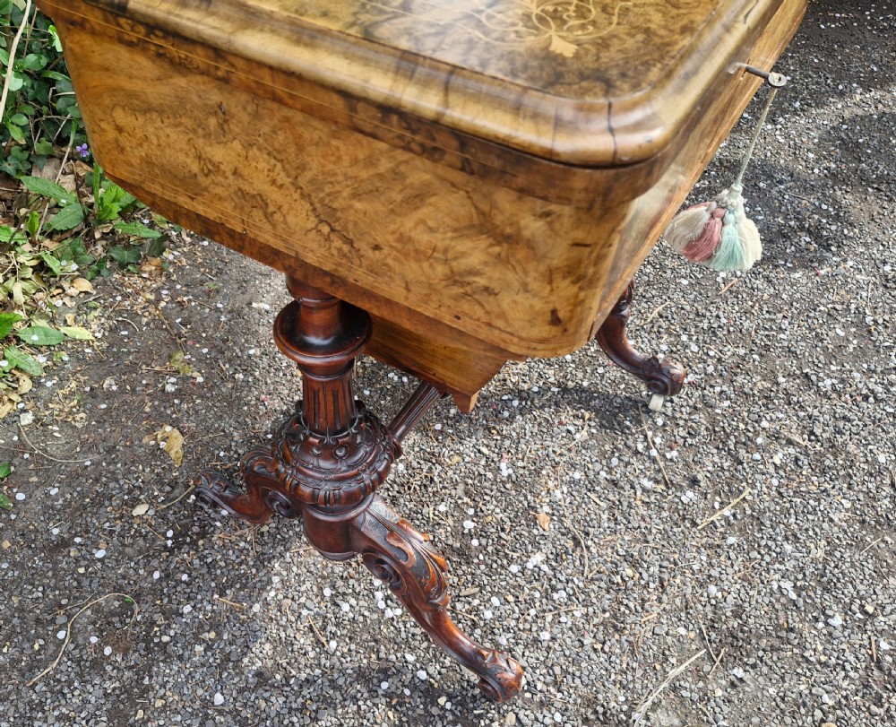 Mid Victorian walnut combined work and games table of good size. View IV