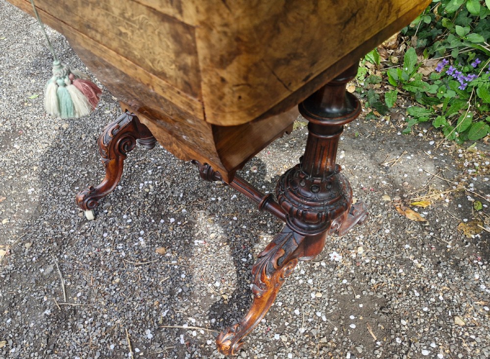 Mid Victorian walnut combined work and games table of good size. View VII