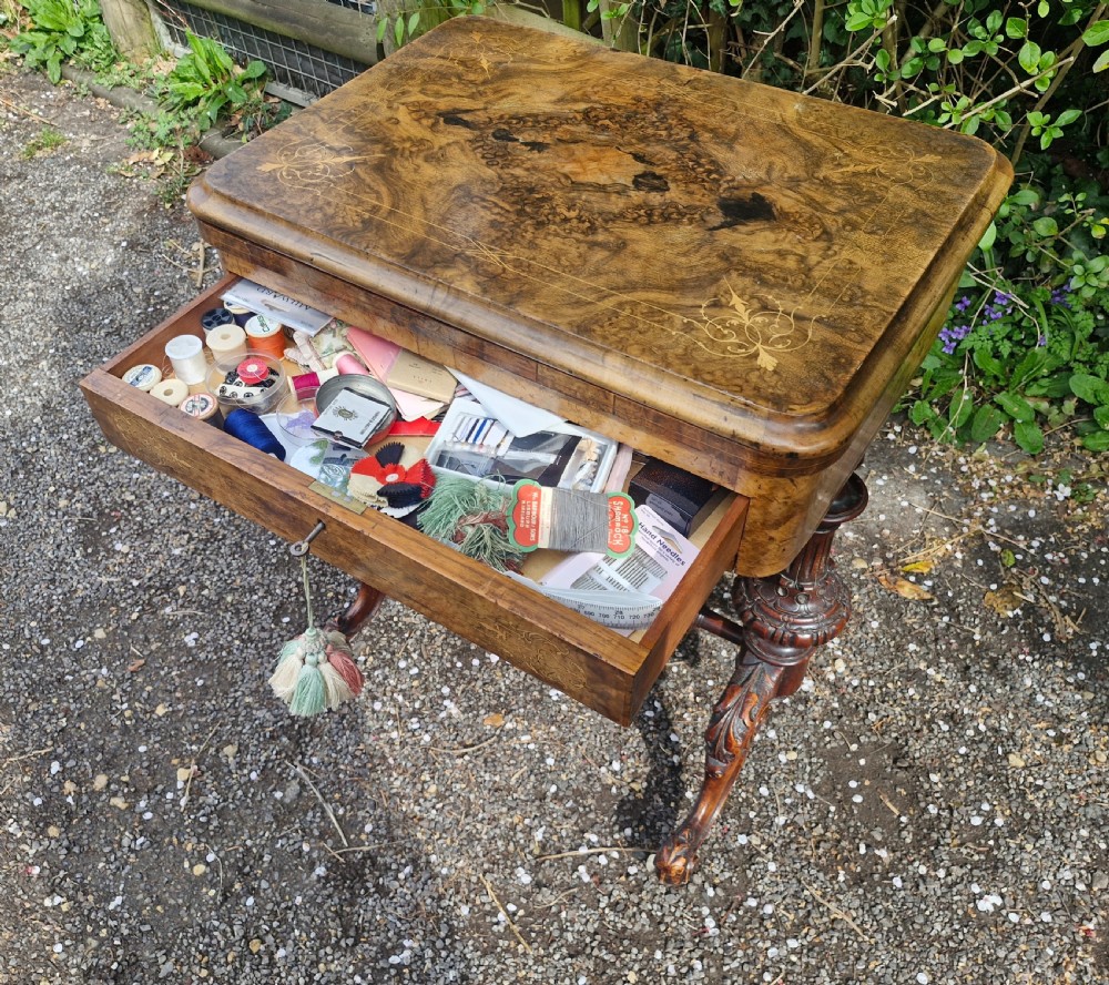 Mid Victorian walnut combined work and games table of good size. View IX