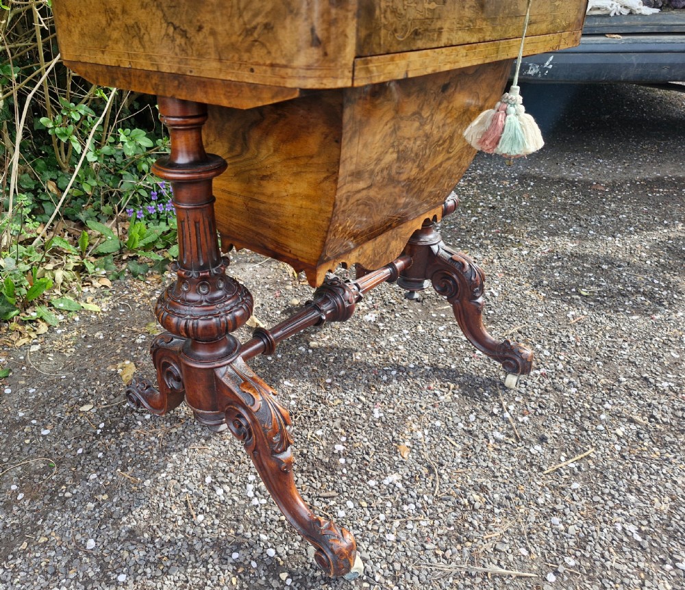 Mid Victorian walnut combined work and games table of good size. View XIII