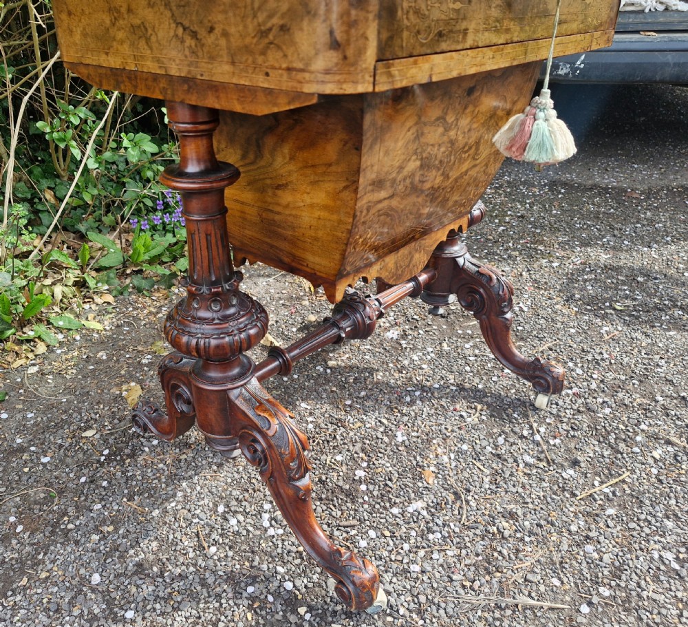Mid Victorian walnut combined work and games table of good size. View XIV