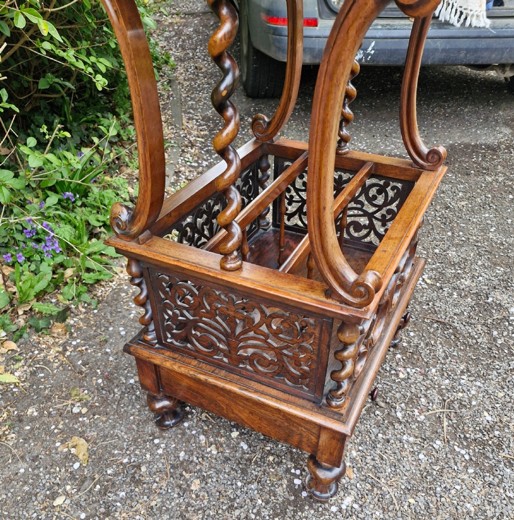 Early Victorian rosewood Canterbury whatnot.  View II