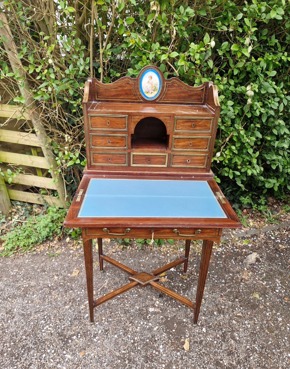 Mahogany brass inlaid Ladys writing desk.