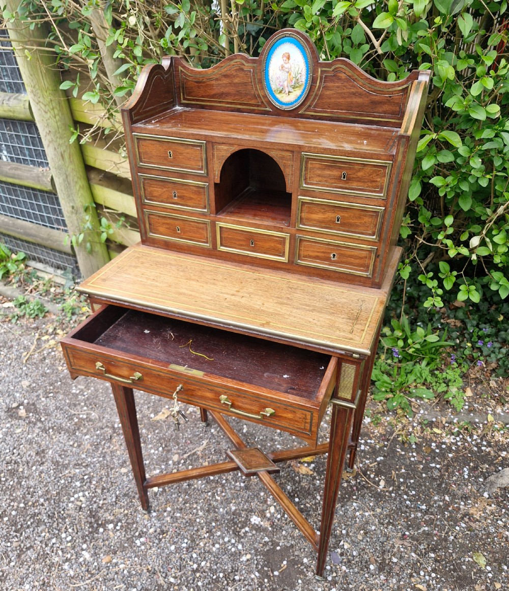 Mahogany brass inlaid Ladys writing desk. View II