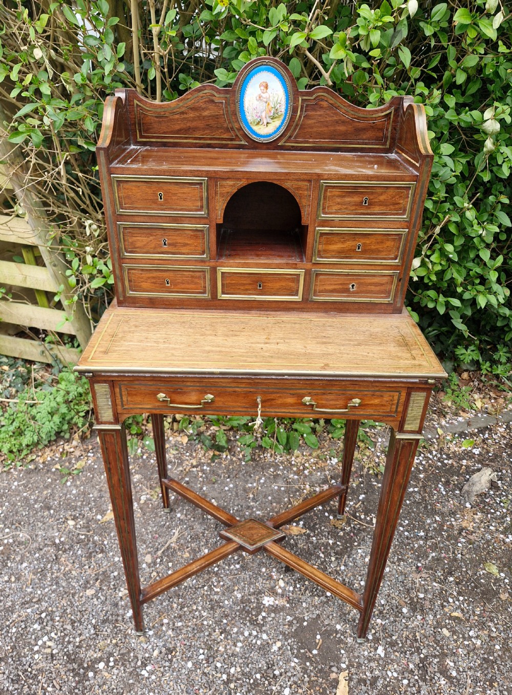 Mahogany brass inlaid Ladys writing desk. View III
