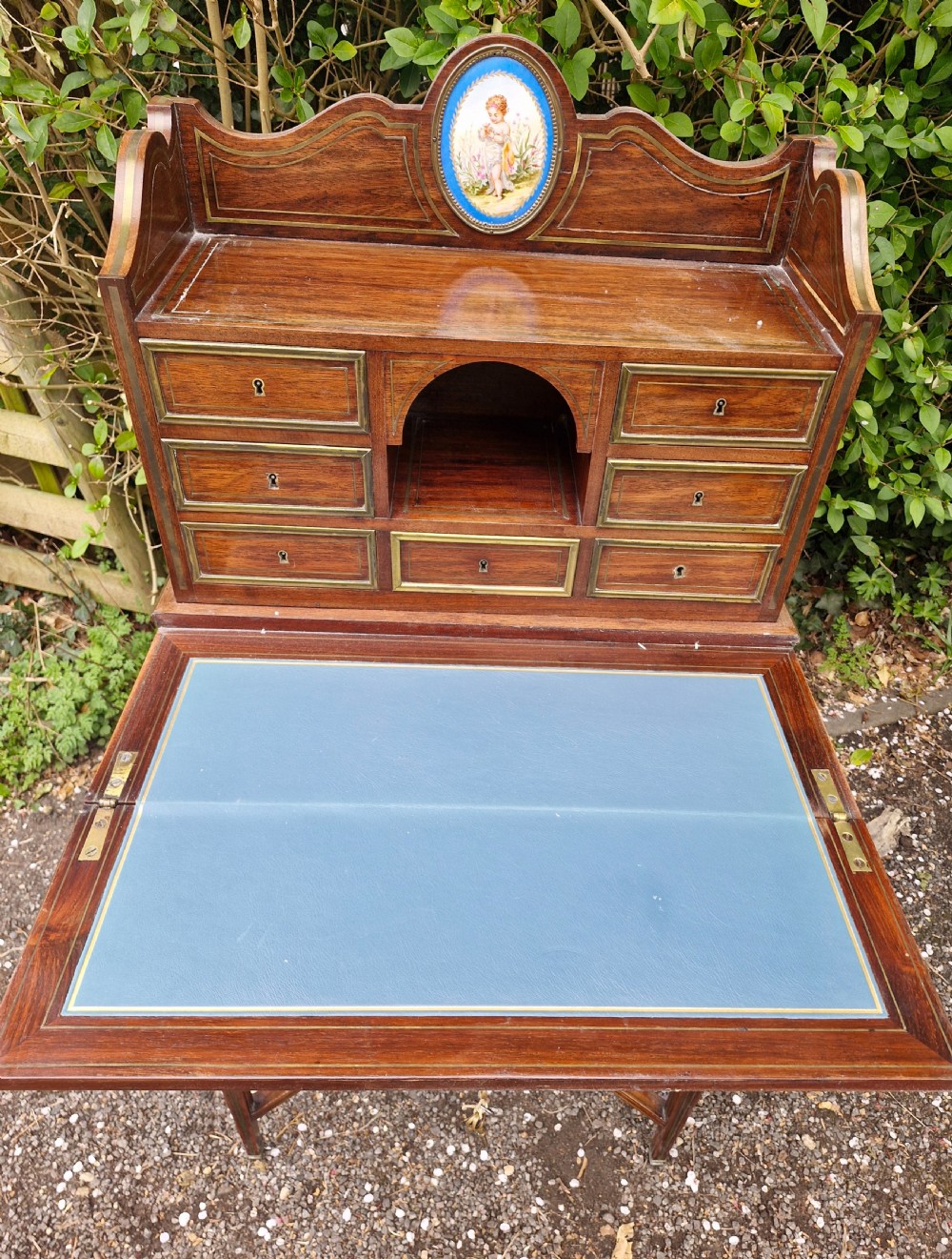 Mahogany brass inlaid Ladys writing desk. View VII
