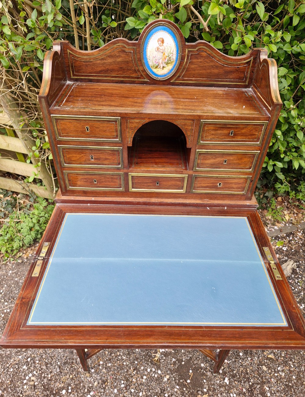 Mahogany brass inlaid Ladys writing desk. View VIII
