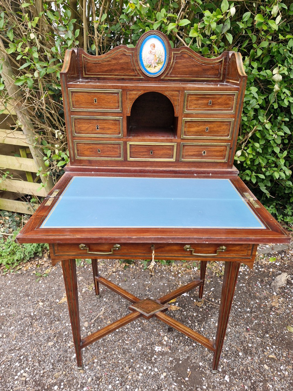 Mahogany brass inlaid Ladys writing desk. View IX