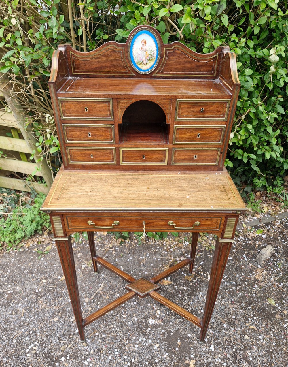 Mahogany brass inlaid Ladys writing desk. View XII