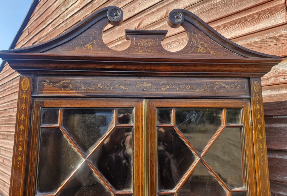 Late Victorian inlaid rosewood corner cabinet.  View III