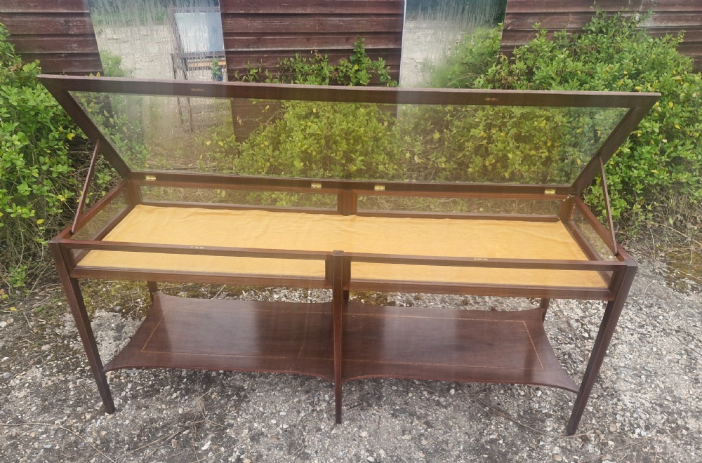 Inlaid mahogany double bijouterie display table. View III