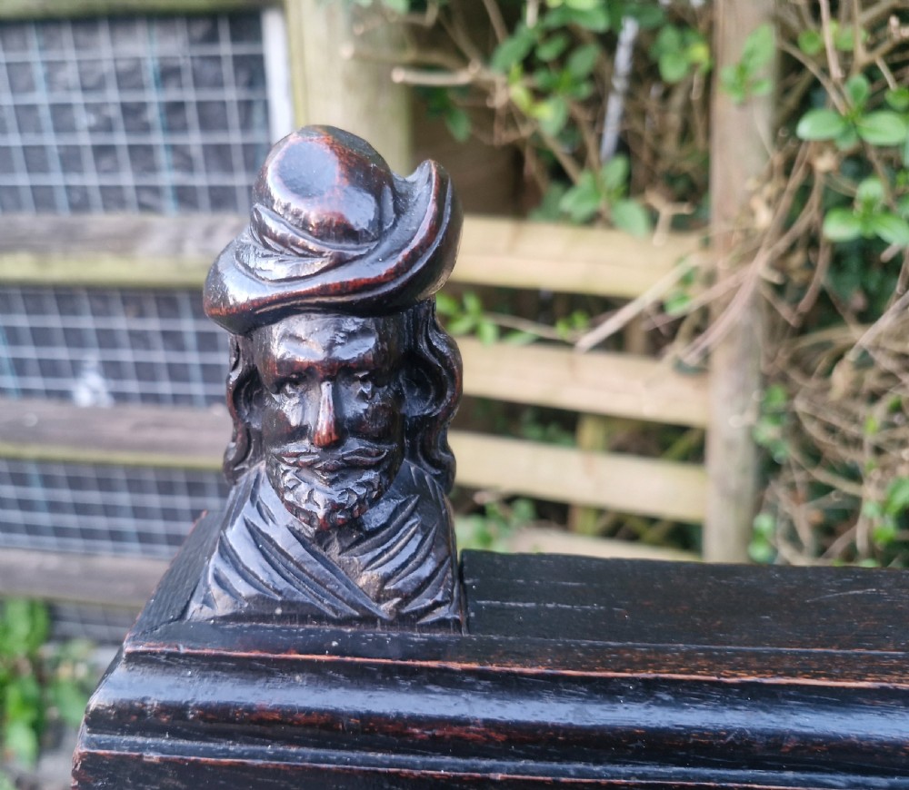 Victorian carved oak hall bench.  View II