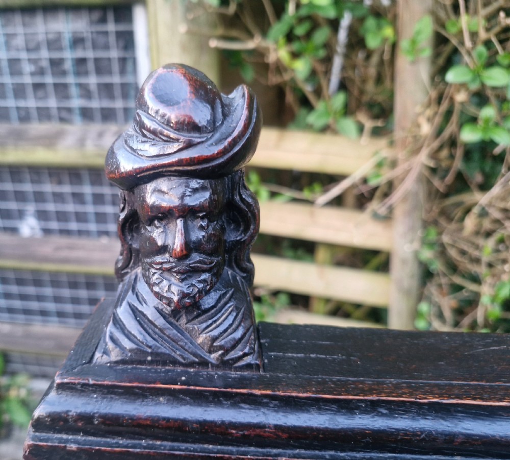 Victorian carved oak hall bench.  View III