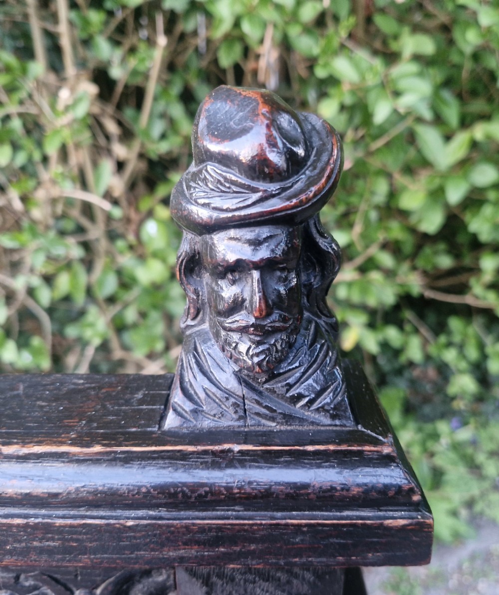 Victorian carved oak hall bench.  View IV