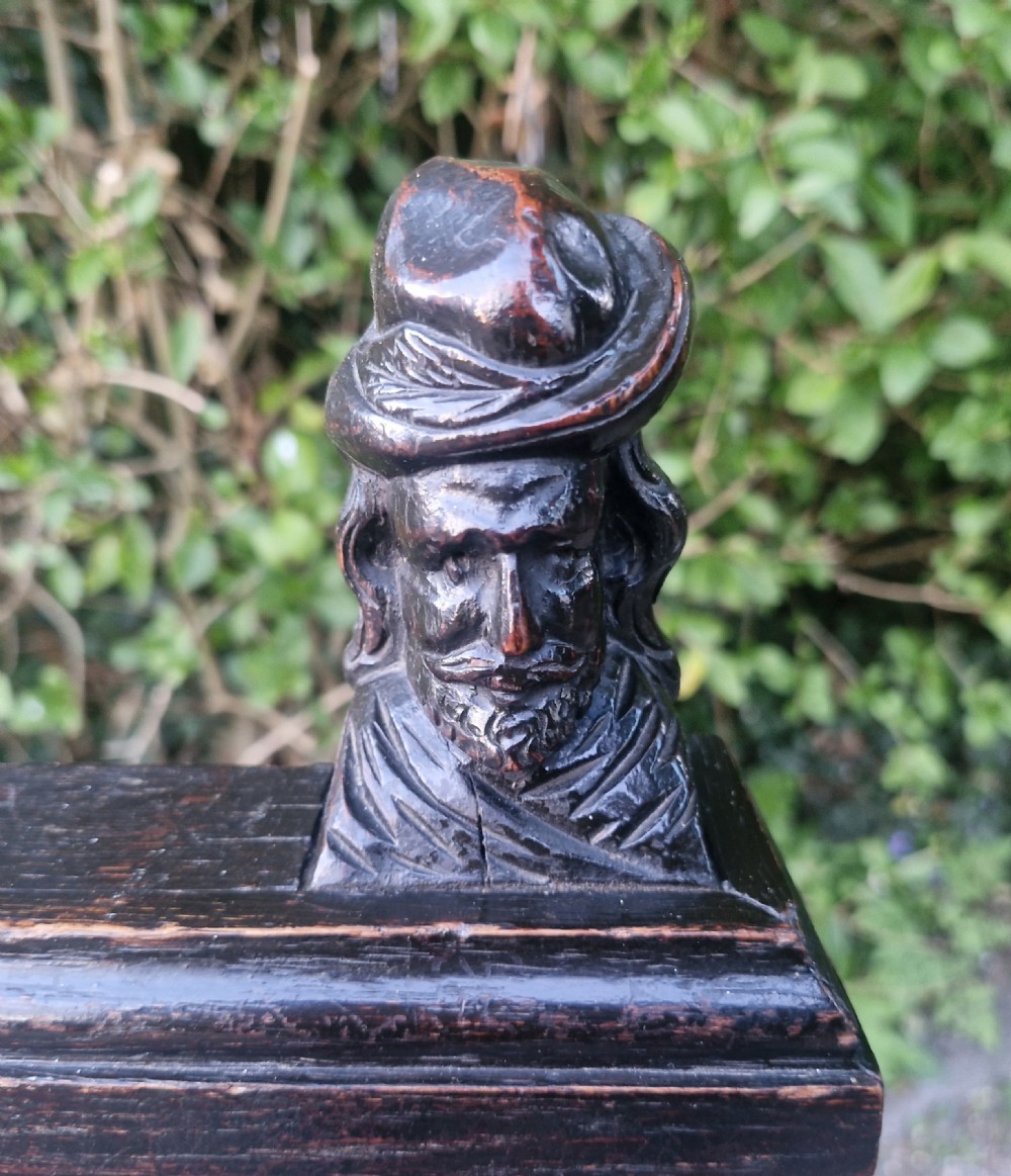 Victorian carved oak hall bench.  View V