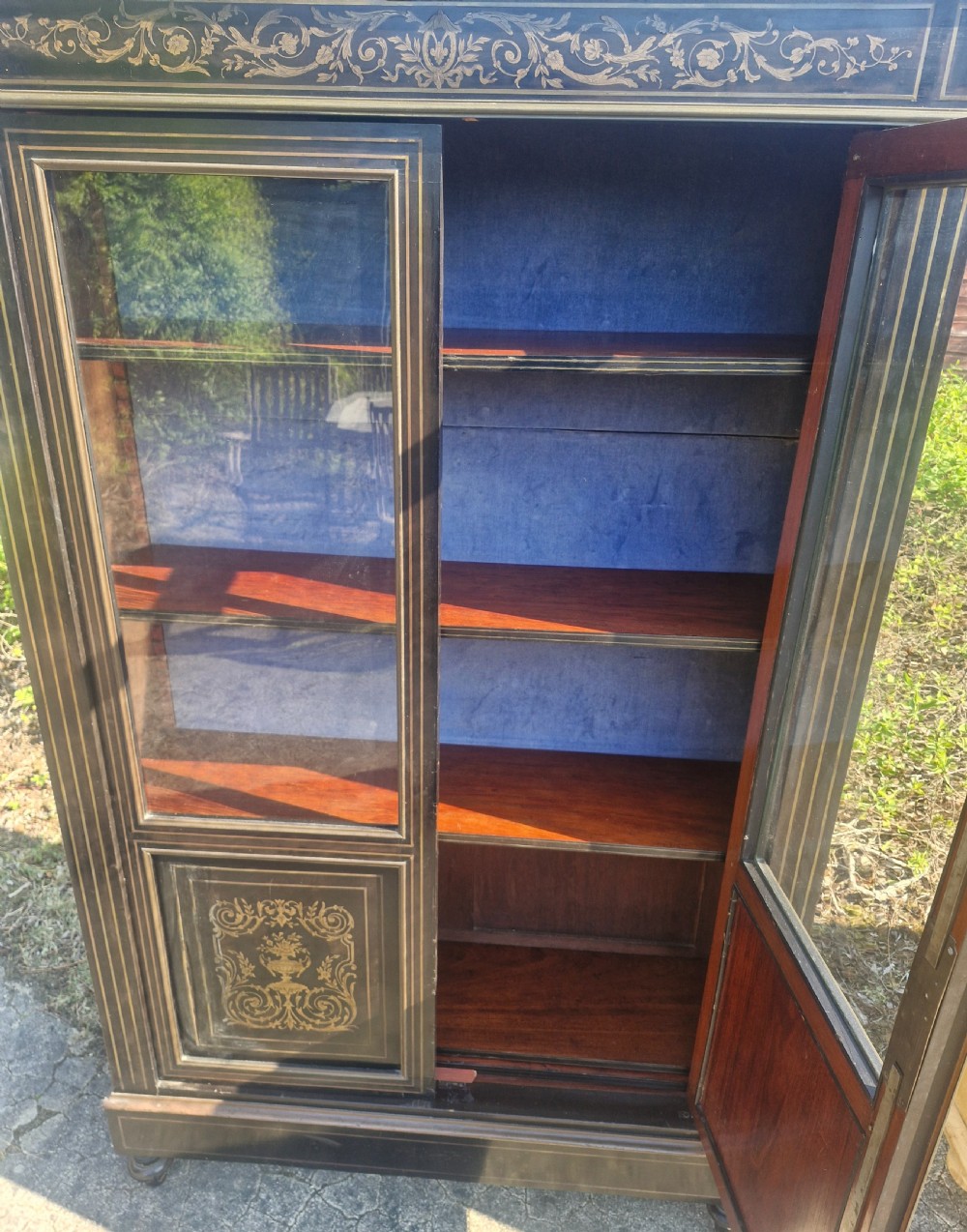 Late 19th century brass inlaid cabinet.  View II