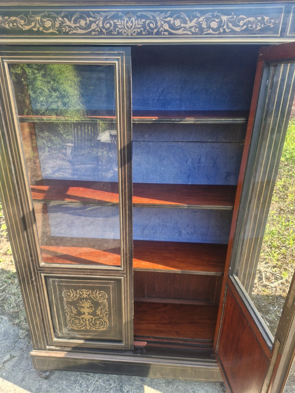 Late 19th century brass inlaid cabinet.  View III
