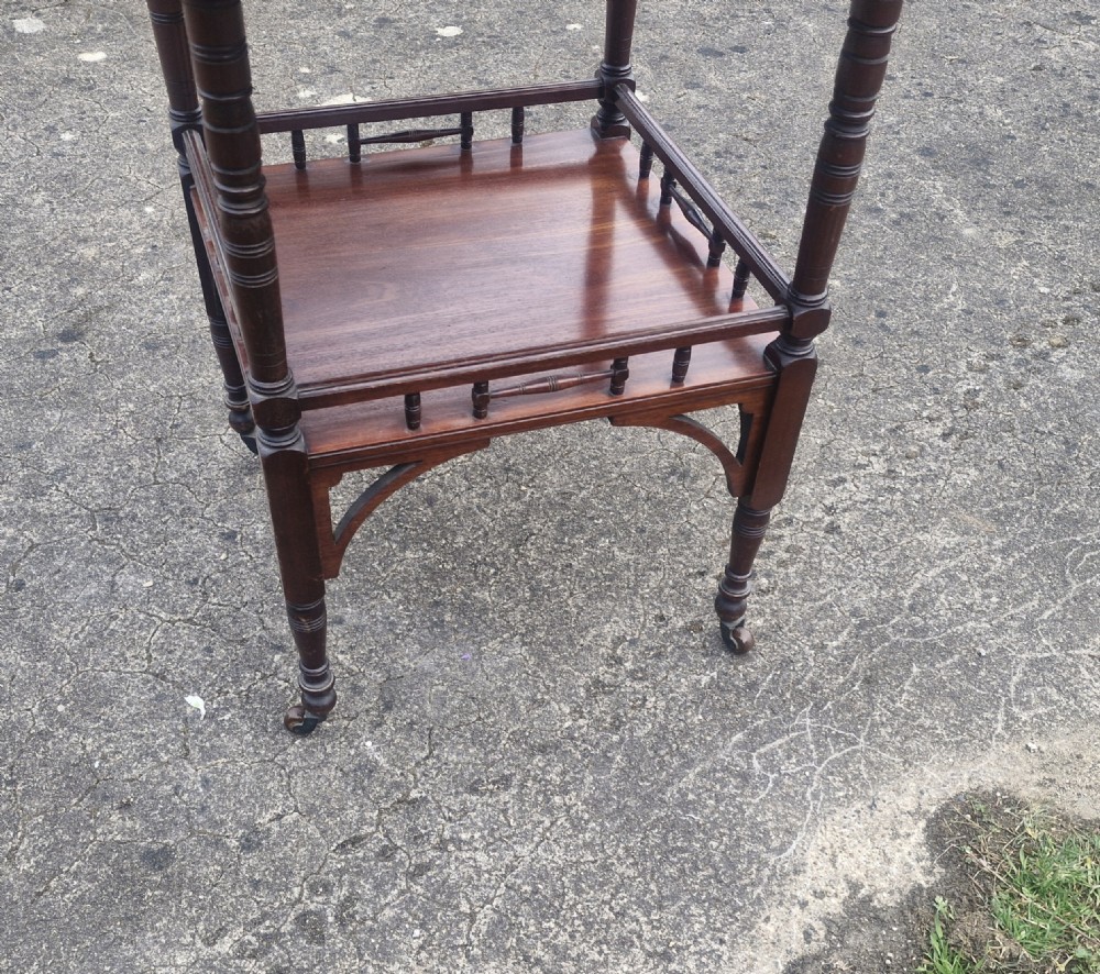 Late Victorian mahogany 2 tier table of Aesthetic design. View II