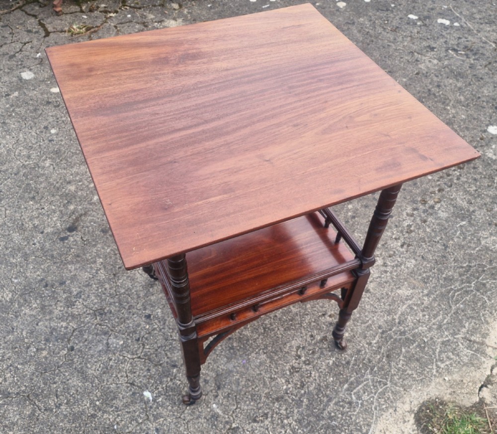 Late Victorian mahogany 2 tier table of Aesthetic design. View III