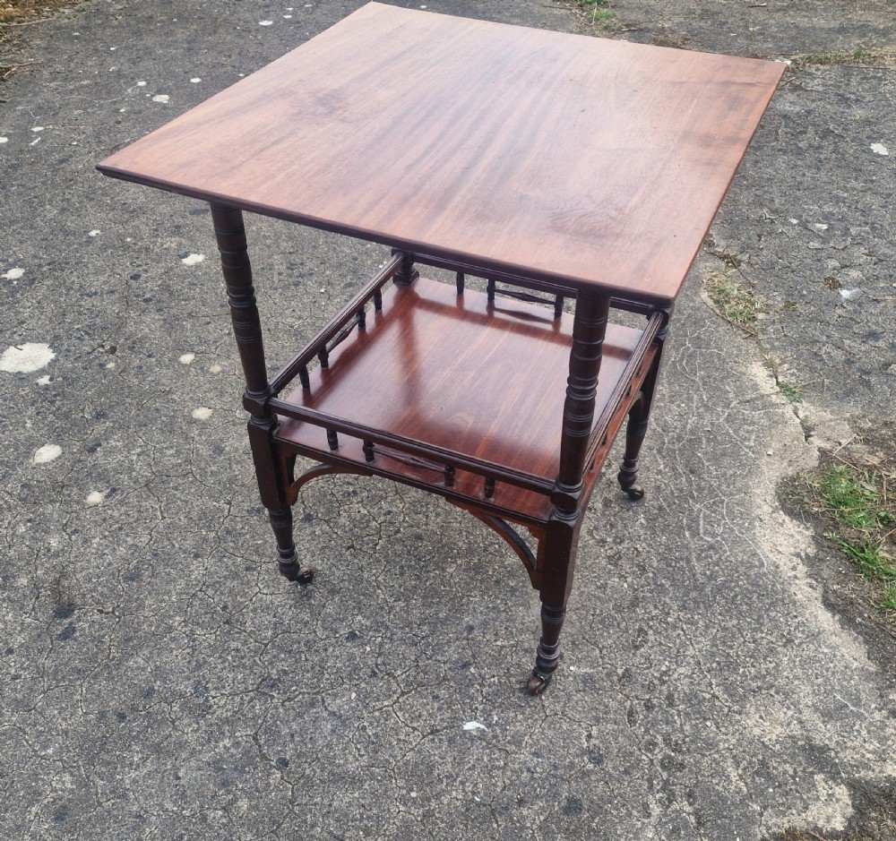 Late Victorian mahogany 2 tier table of Aesthetic design. View IV